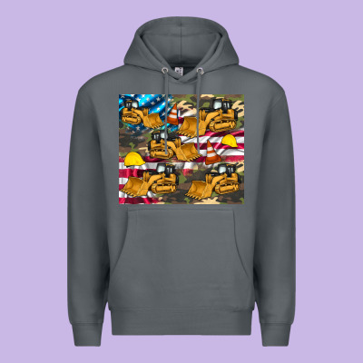 Bulldozer Camouflage American Flag Premium Hoodie Designed By Artiststas