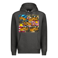 Charcoal Heather bulldozer camouflage american flag Premium Hoodie - Artiststas