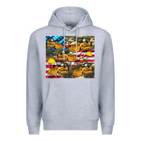 Heather Grey bulldozer camouflage american flag Premium Hoodie - Artiststas