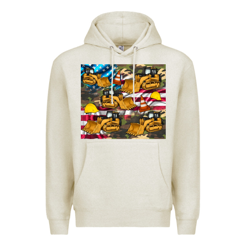 Bulldozer Camouflage American Flag Premium Hoodie by Artiststas | Teevron