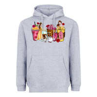 Heather Grey princess cartoon coffee cups Heavyweight Hoodie - Zillion Design Studio