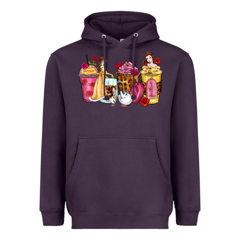Princess Cartoon Coffee Cups Heavyweight Hoodie by Zillion Design Studio | Teevron