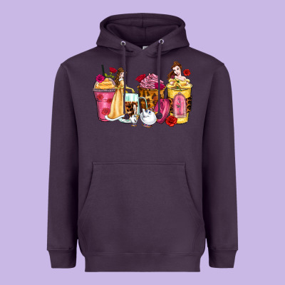 Princess Cartoon Coffee Cups Heavyweight Hoodie Designed By Zillion Design Studio