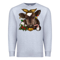 Heather Grey christmas baby cow Premium Sweatshirt - RanaPortraitStore