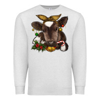 Oatmeal Heather christmas baby cow Premium Sweatshirt - RanaPortraitStore