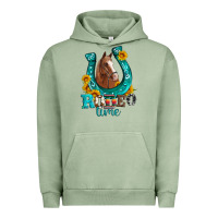 Pigment Oil Green horseshoe rodeo time Urban Hoodie - Artiststas