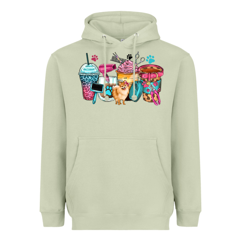 Pet Groomer Coffee Cups Heavyweight Hoodie by Zillion Design Studio | Teevron