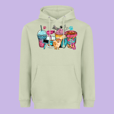 Pet Groomer Coffee Cups Heavyweight Hoodie Designed By Zillion Design Studio