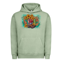 Pigment Oil Green cowboy boots sunflower Urban Hoodie - AdoDesignShop