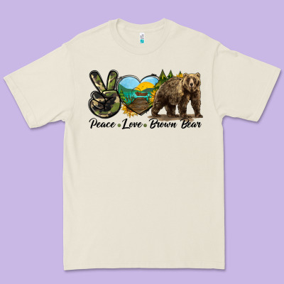 Peace Love Brown Bear Premium Tee Designed By Lillyallendesigns