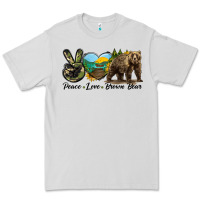 Dove Grey Peace Love Brown Bear Premium Tee - LillyAllenDesigns