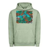 Pigment Oil Green gemstone wood and cowhide background Urban Hoodie - Artiststas