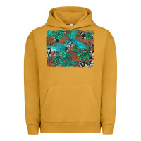 Pigment Peanut Butter gemstone wood and cowhide background Urban Hoodie - Artiststas