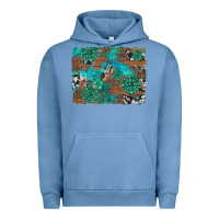 Pigment Pebble Blue gemstone wood and cowhide background Urban Hoodie - Artiststas