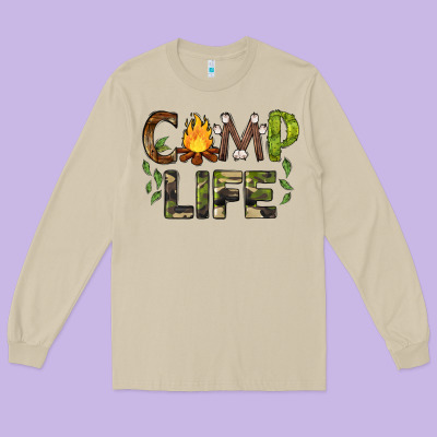 Camp Life Long Sleeve Tee Designed By Barkaloodesign