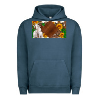 Pigment Midnight Navy baby goats and sunflower and cactus with cowhide license plate Urban Hoodie - Artiststas