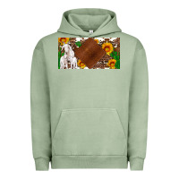 Pigment Oil Green baby goats and sunflower and cactus with cowhide license plate Urban Hoodie - Artiststas