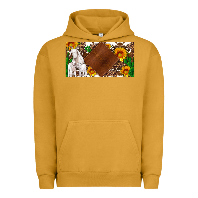 Baby Goats And Sunflower And Cactus With Cowhide License Plate Urban Hoodie by Artiststas | Teevron