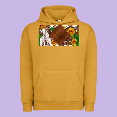 Baby Goats And Sunflower And Cactus With Cowhide License Plate Urban Hoodie Designed By Artiststas