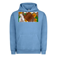 Pigment Pebble Blue baby goats and sunflower and cactus with cowhide license plate Urban Hoodie - Artiststas