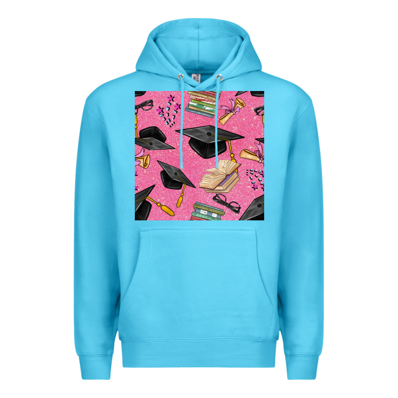 Pink Glitter Graduation Seamless Pattern Premium Hoodie by BundleAndBundleShop | Teevron