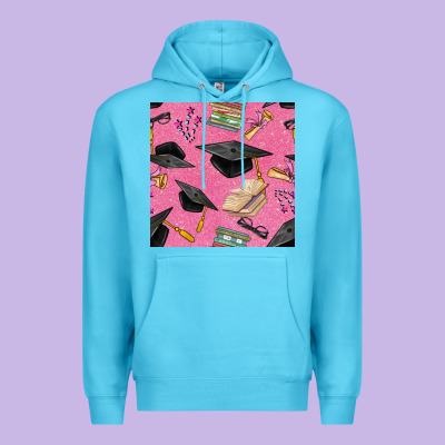 Pink Glitter Graduation Seamless Pattern Premium Hoodie Designed By Bundleandbundleshop