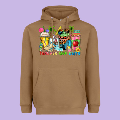 Teacher Off Duty Coffee Cups Heavyweight Hoodie Designed By Zillion Design Studio