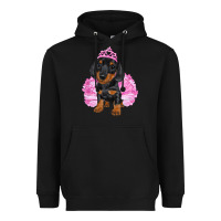 Black Balerina Dachshund With Tutu Heavyweight Hoodie - RanaPortraitStore
