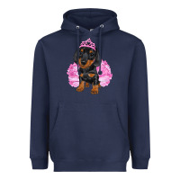 Navy Balerina Dachshund With Tutu Heavyweight Hoodie - RanaPortraitStore