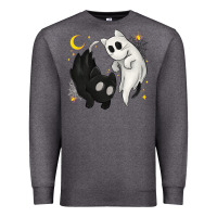 Charcoal Heather Ghost Cats with Balance Halloween Premium Sweatshirt - texasbilliewilder
