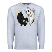 Heather Grey Ghost Cats with Balance Halloween Premium Sweatshirt - texasbilliewilder