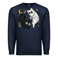 Navy Ghost Cats with Balance Halloween Premium Sweatshirt - texasbilliewilder