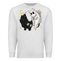 Oatmeal Heather Ghost Cats with Balance Halloween Premium Sweatshirt - texasbilliewilder