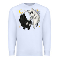 White Ghost Cats with Balance Halloween Premium Sweatshirt - texasbilliewilder