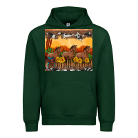 Forest Green western horses and  sunset with sunflowers Urban Hoodie - Artiststas