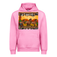 Fuchsia Pink western horses and  sunset with sunflowers Urban Hoodie - Artiststas
