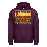 Western Horses And  Sunset With Sunflowers Urban Hoodie | Teevron