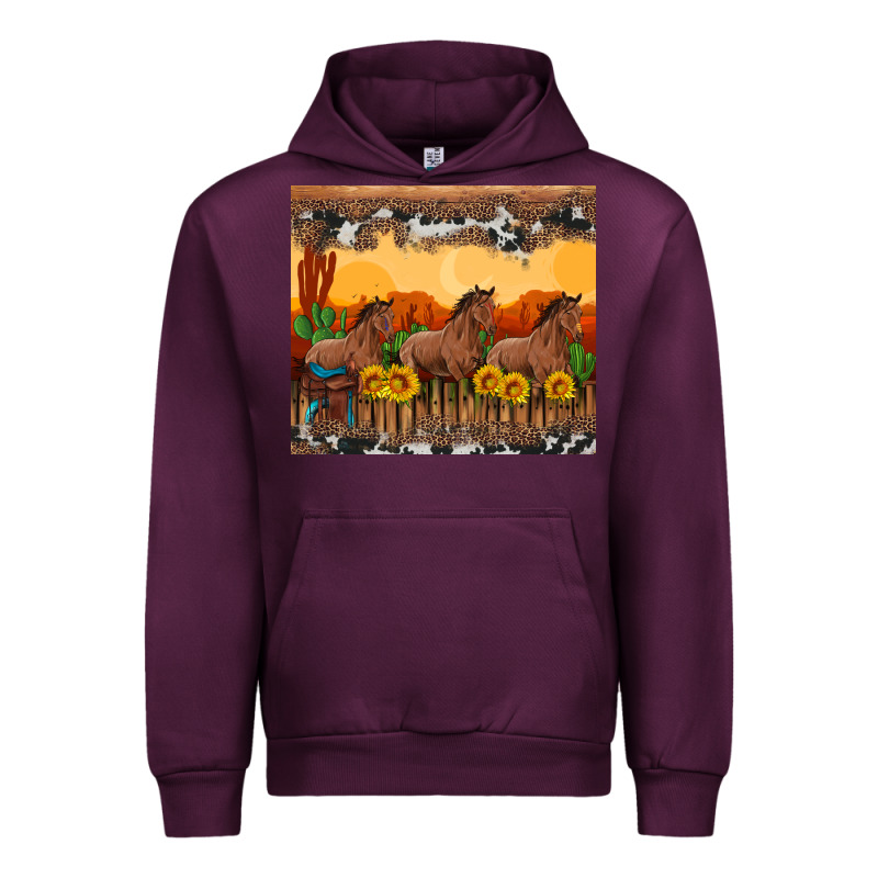 Western Horses And  Sunset With Sunflowers Urban Hoodie by Artiststas | Teevron