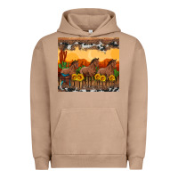 Pigment Burro western horses and  sunset with sunflowers Urban Hoodie - Artiststas