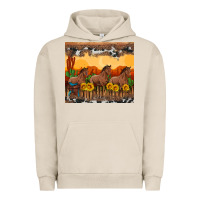Pigment French Oak western horses and  sunset with sunflowers Urban Hoodie - Artiststas
