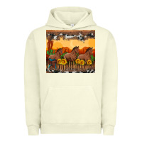 Pigment Pistachio western horses and  sunset with sunflowers Urban Hoodie - Artiststas
