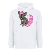 White Balerina French Bulldog With Tutu Heavyweight Hoodie - RanaPortraitStore