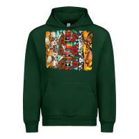 Forest Green western horses roses and bullskulls wıth cowhide amd serape brushstro Urban Hoodie - Artiststas