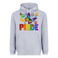 Heather Grey hippie pride Heavyweight Hoodie - texasbilliewilder