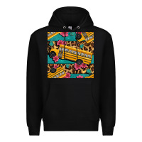 Black school bus and leopar seamless pattern Premium Hoodie - BundleAndBundleShop