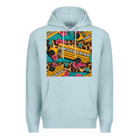 Blue Mist school bus and leopar seamless pattern Premium Hoodie - BundleAndBundleShop
