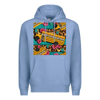 Colony Blue school bus and leopar seamless pattern Premium Hoodie - BundleAndBundleShop
