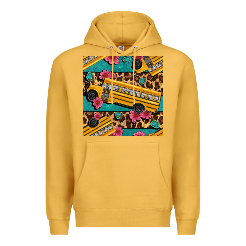 School Bus And Leopar Seamless Pattern Premium Hoodie by BundleAndBundleShop | Teevron