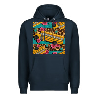 Navy school bus and leopar seamless pattern Premium Hoodie - BundleAndBundleShop