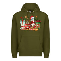 Army Green santa fuel coffee cups Premium Hoodie - AdoDesignShop